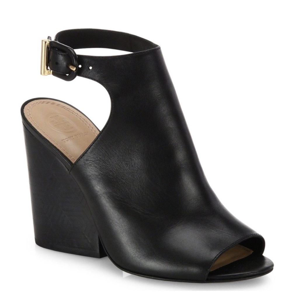 Tory Burch Black Open-Toe Ankle Booties